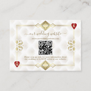 Carte D'accompagnement QR Elegant Gold White Art Déco 20s Casino Vegas