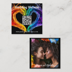 Carte D'accompagnement 🌈 ❤️ QR + Mariage DÉTAILS Coeur de la fierté mari