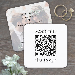 Carte D'accompagnement QR Wedding RSVP Photo simple et typographie classi