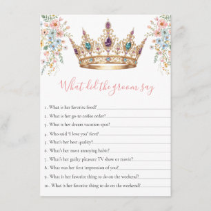 Carte D'accompagnement Que dit le marié jeu de Baby Shower Reine