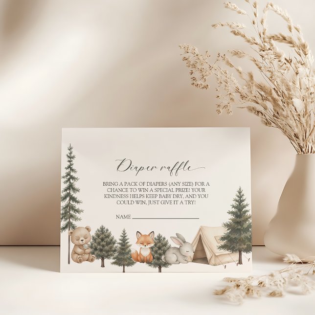 Carte D'accompagnement Que l'aventure commence shower bébé tirage au sort (let adventure begin baby shower diaper raffle woodland baby shower diaper raffle ticket)