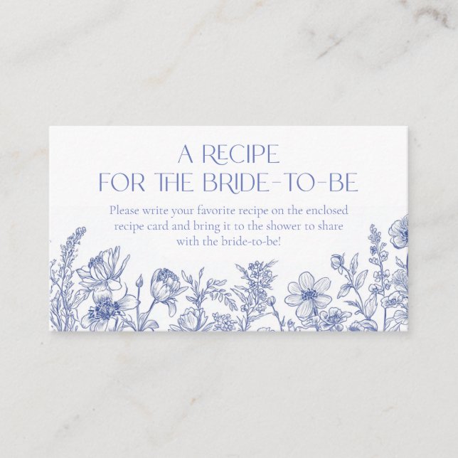 Carte D'accompagnement Quelque chose de bleu avant de faire Recette pour  (Devant)