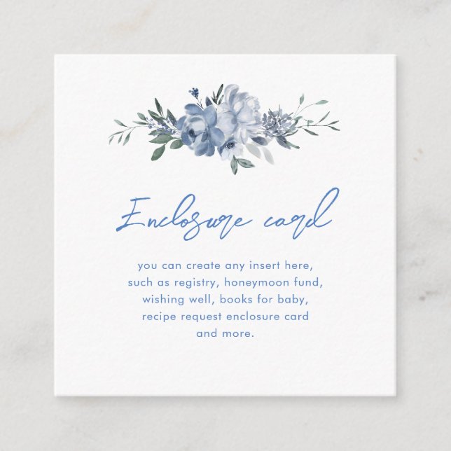 Carte D'accompagnement Quelque Chose de Bleu Fleurs Réception de Mariage (Devant)