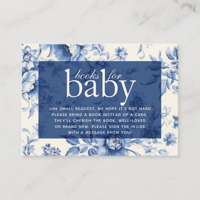 Carte D'accompagnement Quelque chose de bleu Floral Français Toile Livres (Devant)