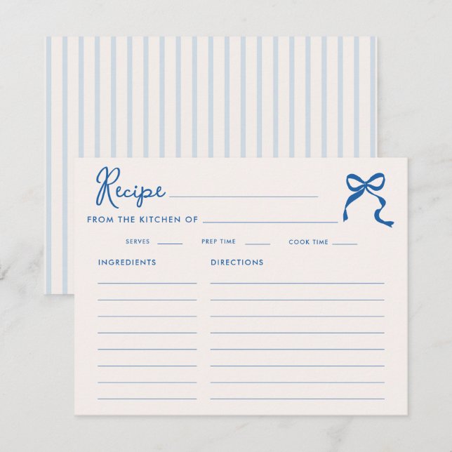 Carte D'accompagnement Quelque chose de bleu Gribouillage Cadre Nœud Papi (Devant / Derrière)