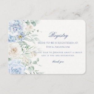 Carte D'accompagnement Quelque Chose de Bleu Liste de Mariage Florale Hyd