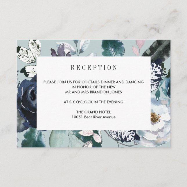 Carte D'accompagnement Quelque Chose de Bleu  Réception de Mariage Détail (Devant)