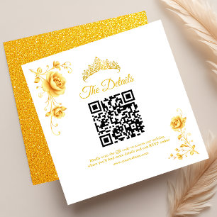 Carte D'accompagnement Quinceanera minimaliste doré moderne QR RSVP
