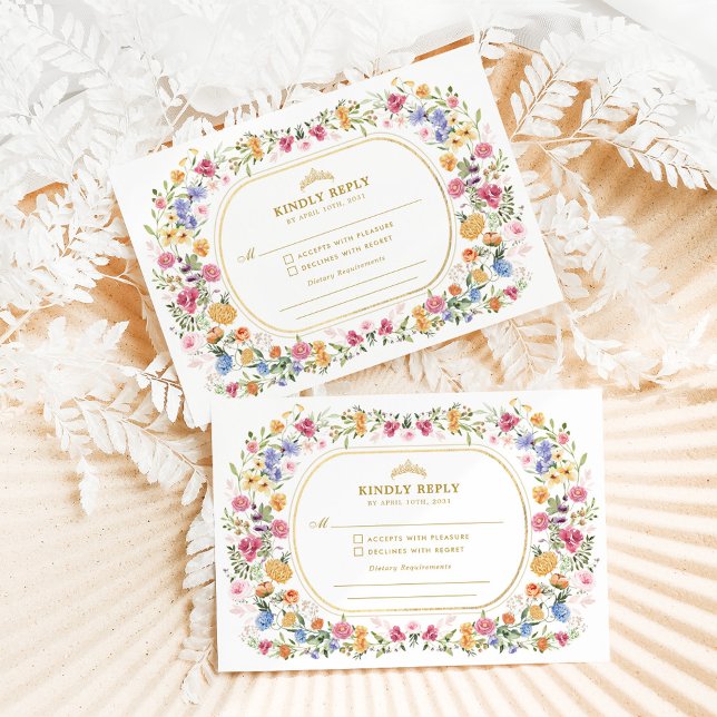 Carte D'accompagnement Quinceanera Mis Quince Anos, Fleur sauvage du prin (Créateur téléchargé)