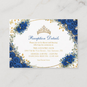 Carte D'accompagnement Quinceañera papillons dorés bleu royal