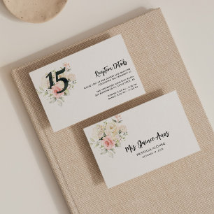 Carte D'accompagnement Quinceanera rose 15e anniversaire Floral
