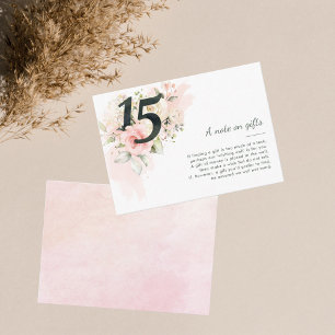 Carte D'accompagnement Quinceanera rose 15e anniversaire Note sur les cad