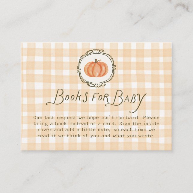 Carte D'accompagnement Quirky Little Citrouille Baby showers Livres pour  (Devant)