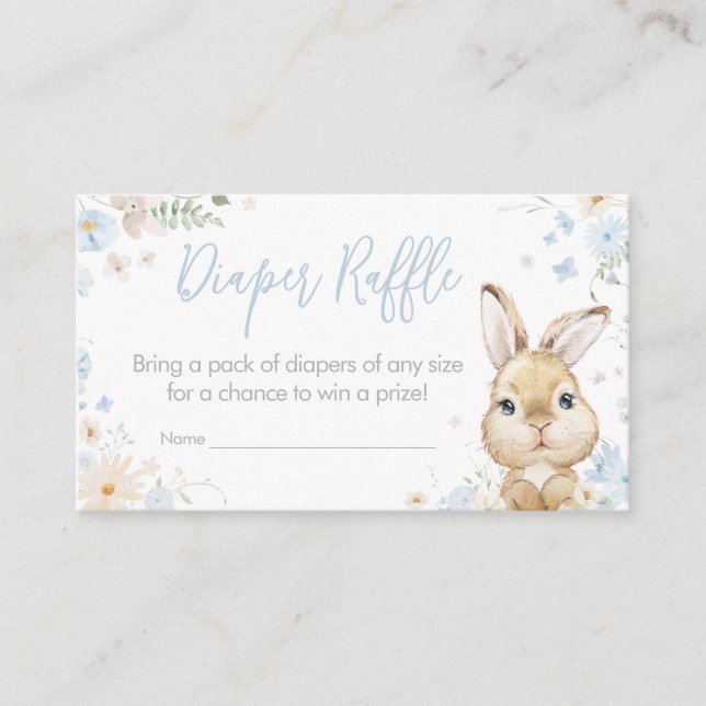Carte D'accompagnement Rabbit bleu Assez Baby shower Déchets Raffle (Devant)