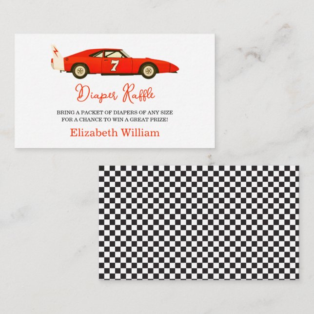 Carte D'accompagnement Race Car Boy Baby Shower | Little Racer Party (Devant / Derrière)
