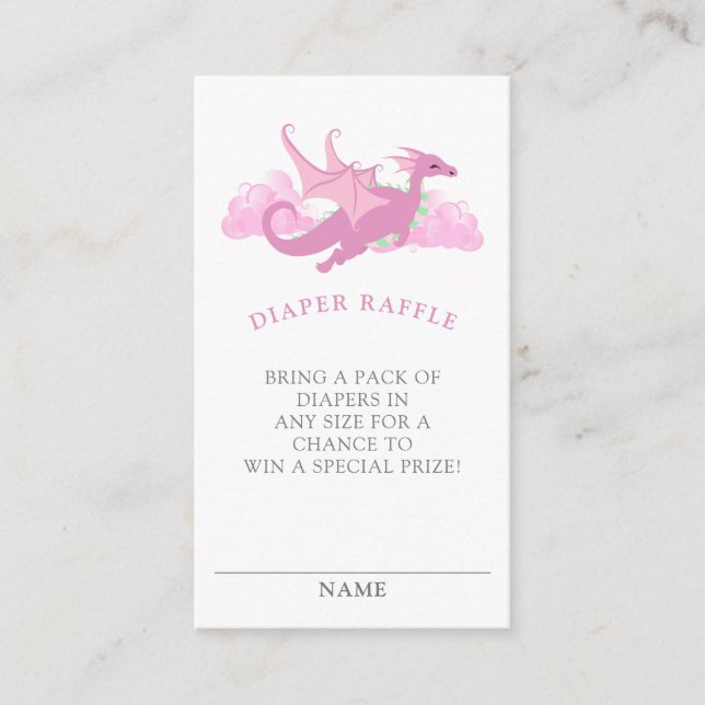 Carte D'accompagnement Raffin de Baby shower de couches de  de dragon ros (Devant)