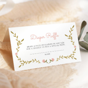 Carte D'accompagnement Raffin de Baby shower floral rose et vigne