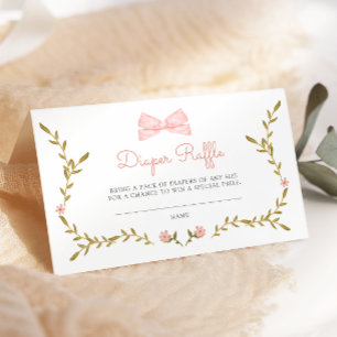 Carte D'accompagnement Raffin de Baby shower floral rose et vigne