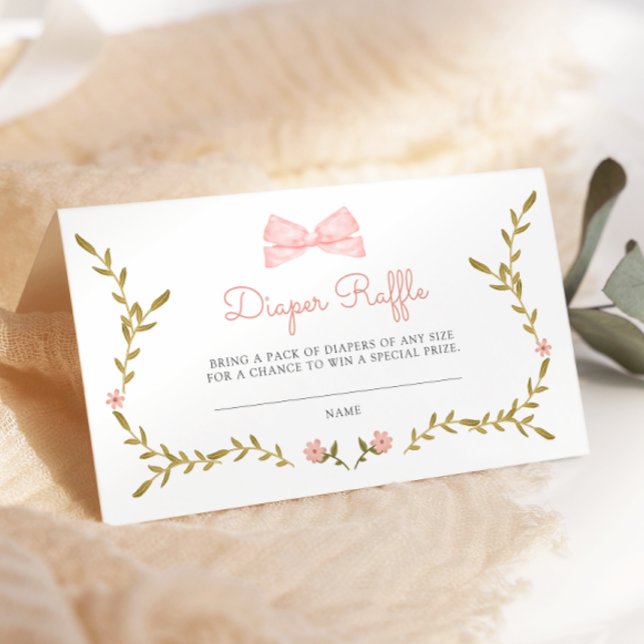 Carte D'accompagnement Raffin de Baby shower floral rose et vigne (Créateur téléchargé)