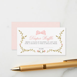 Carte D'accompagnement Raffin de Baby shower floral rose et vigne