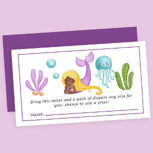 Carte D'accompagnement Raffin de Baby shower marin de sirène africaine