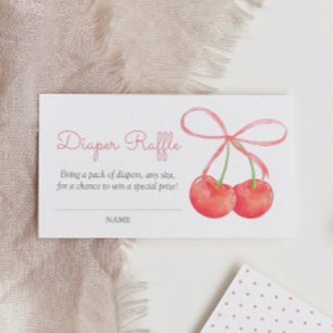 Carte D'accompagnement Raffin de couche de Baby shower cerise et rose