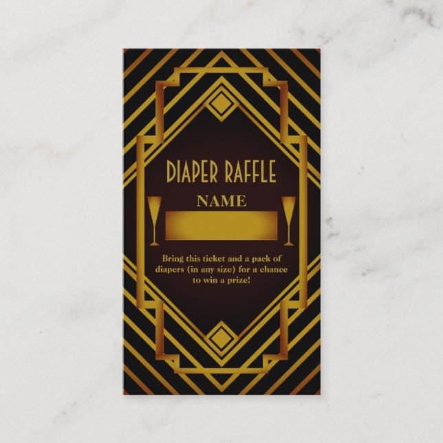 Carte D'accompagnement Raffle Baby shower de couches de Gatsby Gold 2020 (Devant)
