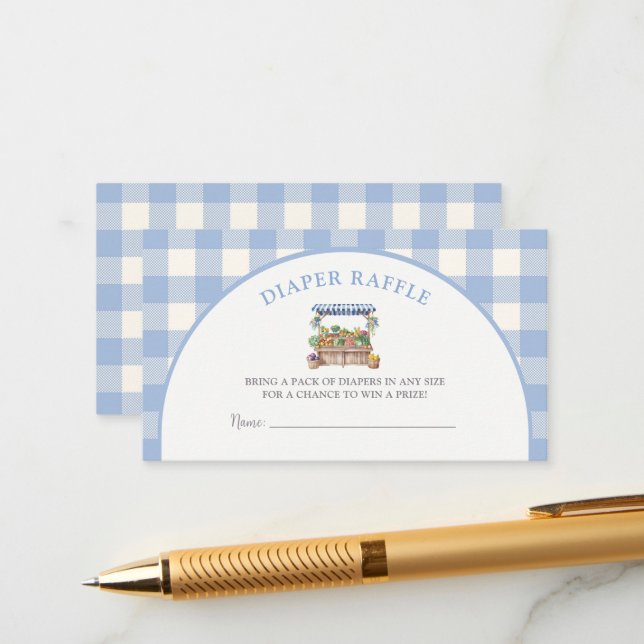 Carte D'accompagnement Raffle de Baby shower de couches pour garçons cult (Devant/Arrière en situation)