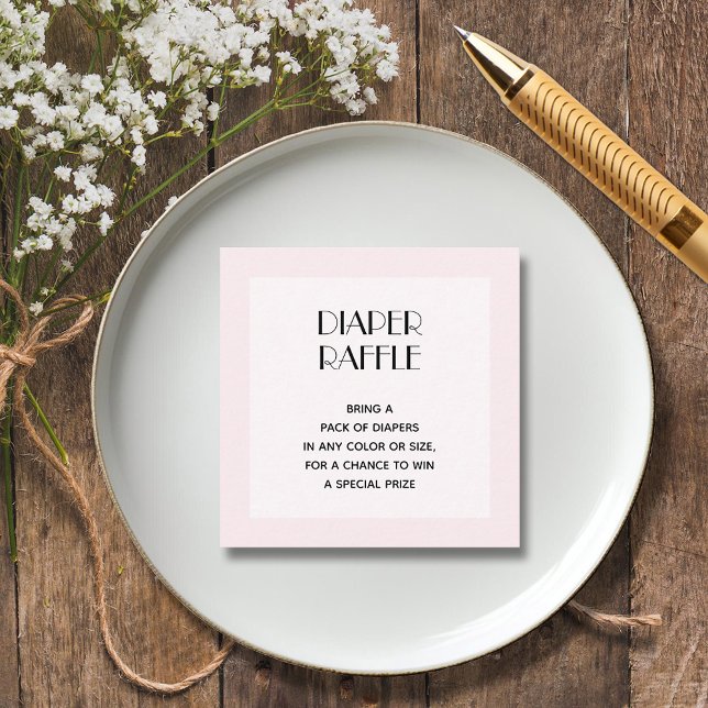 Carte D'accompagnement Raffle de Baby shower de fille rose (Pale pink girl baby shower diaper raffle 2.5" square enclosure cards)