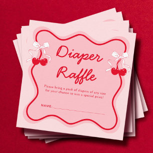 Carte D'accompagnement Raffle de couche de Baby shower cerise