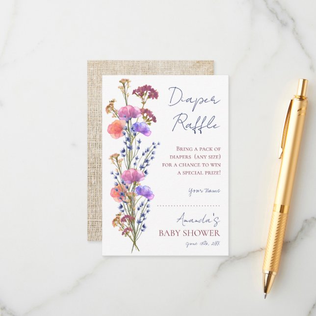 Carte D'accompagnement Raffle de couche florale de saveur acrylique rusti (Devant/Arrière en situation)