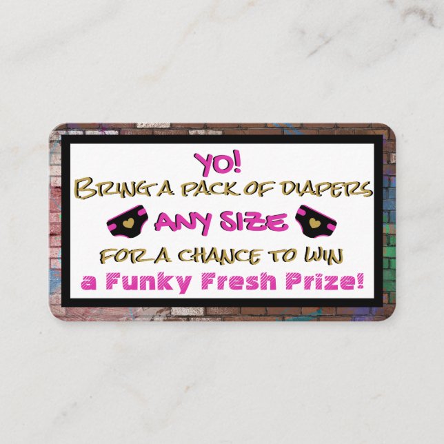 Carte D'accompagnement Raffle de couche Hip hop rose et noire urbaine (Devant)