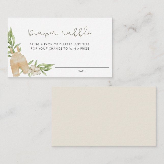 Carte D'accompagnement Raffle de couche neutre rustique (Devant / Derrière)