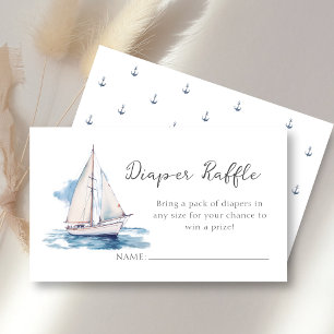 Carte D'accompagnement Raffle de couches   Baby shower Bateau à voile