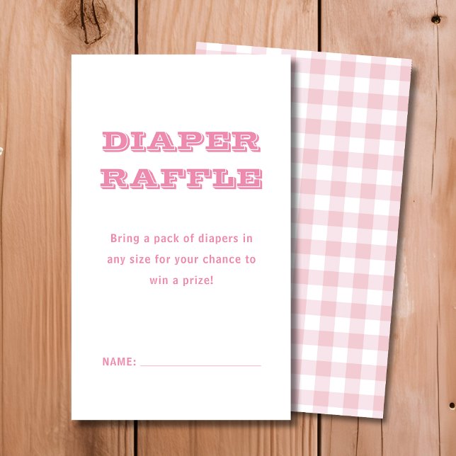 Carte D'accompagnement Raffle de couches | Baby shower rose (Créateur téléchargé)