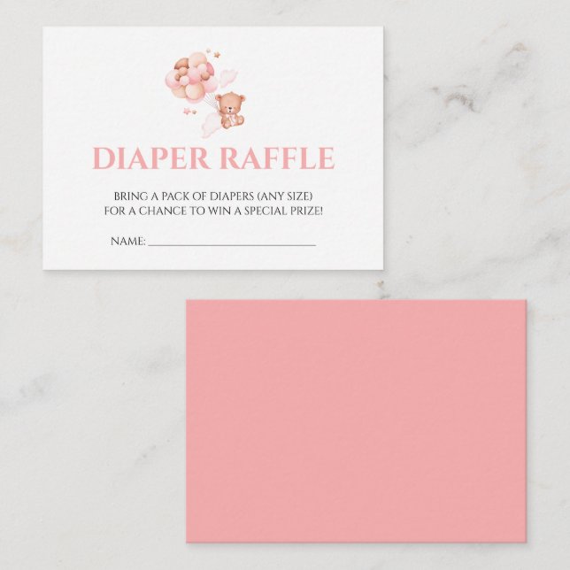 Carte D'accompagnement Raffle de couches nous pouvons attendre hâte rose  (Devant / Derrière)