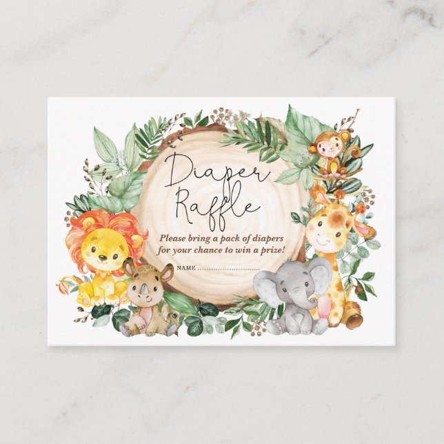 Carte D'accompagnement Raffle de couches sauvages de la Jungle de verdure (Devant)