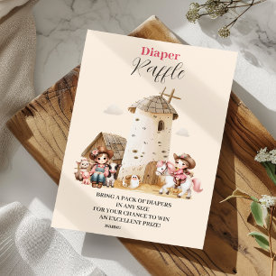 Carte D'accompagnement Raffle de diapper de Baby shower de rodéo rustique
