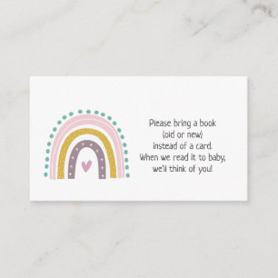 Carte D'accompagnement Rainbow, Boho, Pink Hearts Baby shower Book