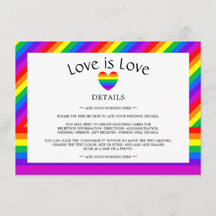 Carte D'accompagnement Rainbow Heart Love is Love Mariage Détail