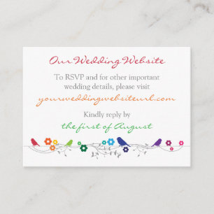 Carte D'accompagnement Rainbow Theme Birds Fleurs Site Mariage Insérer