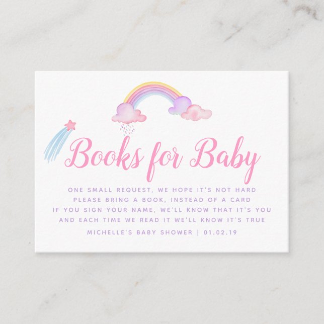 Carte D'accompagnement Rainbow Unicorn Baby Girl Douche Demande de réserv (Devant)