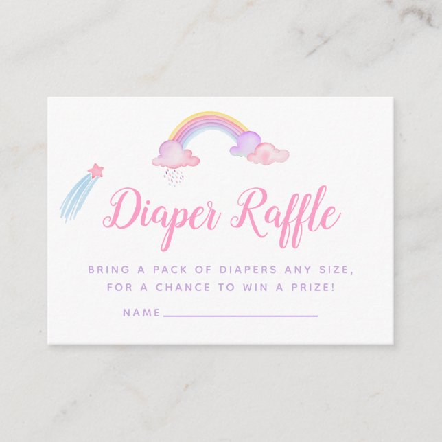 Carte D'accompagnement Rainbow Unicorn Baby Girl Douche Diaper Raffle (Devant)