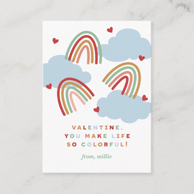 Carte D'accompagnement Rainbows Coloror Life Class Valentine Card (Devant)