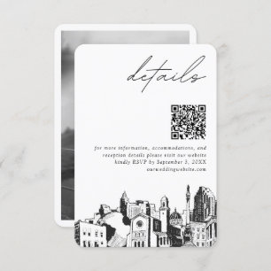 Carte D'accompagnement Raleigh Mariage moderne Détails QR Code