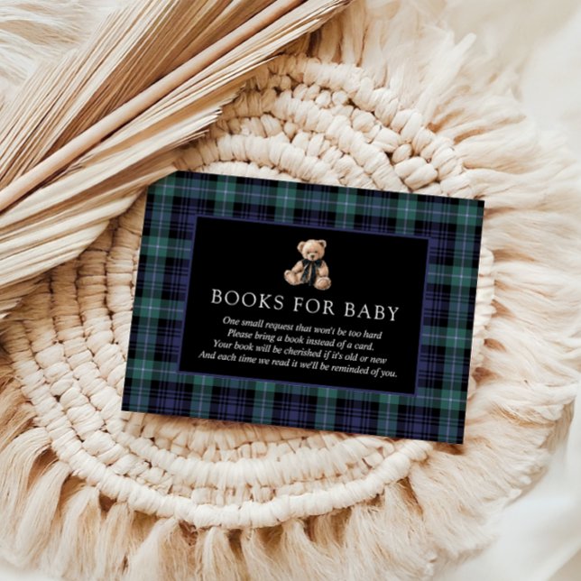 Carte D'accompagnement Ralph Teddy Bear Navy Green Plaid Books For Baby (books for baby ralph teddy bear baby shower)