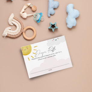 Carte D'accompagnement Ray of Sunshine Nuages Girl Diaper Raffle Petit