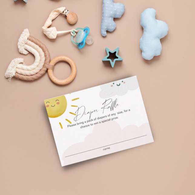 Carte D'accompagnement Ray of Sunshine Nuages Girl Diaper Raffle Petit (Créateur téléchargé)