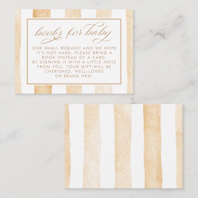 Carte D'accompagnement Rayures Brun Clair Mignons Livres Pour Bébé Demand (Devant / Derrière)