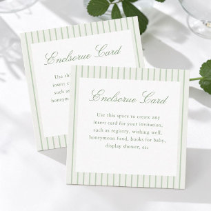 Carte D'accompagnement Rayures vert sauge personnalisées Mariage classiqu